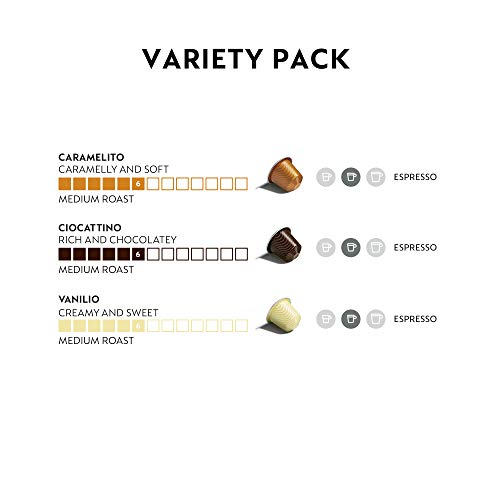 Nespresso - Cápsulas para Nespresso de tres variedades: Vanilio, Caramelito y Ciocattino (30 cápsulas)