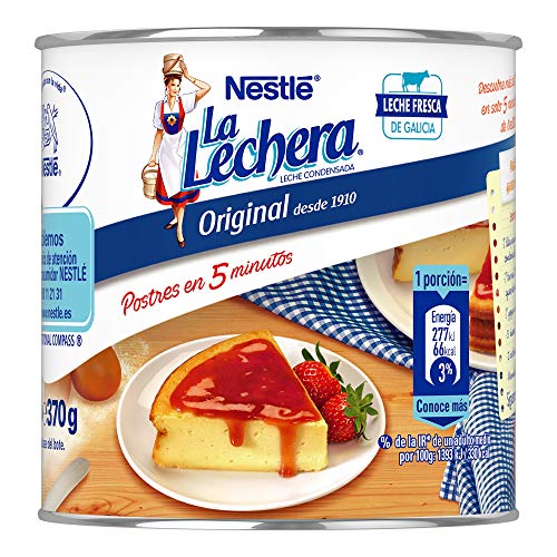 NESTLÉ LA LECHERA - Leche condensada entera - Lata de leche condensada entera abre fácil 370g