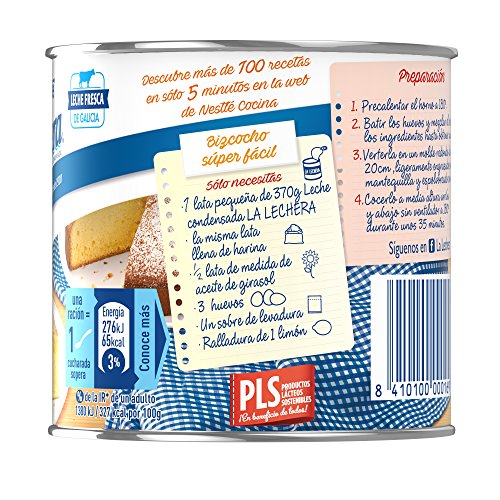 Nestlé La Lechera Leche condensada entera - Lata de leche condensada entera abre fácil - Caja de 12 x 370g