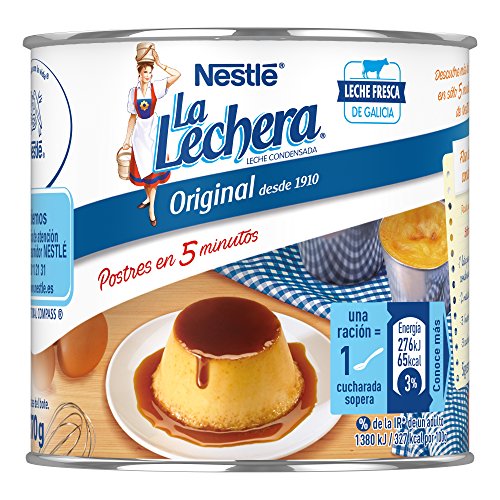 Nestlé La Lechera Leche condensada entera - Lata de leche condensada entera abre fácil - Caja de 12 x 370g