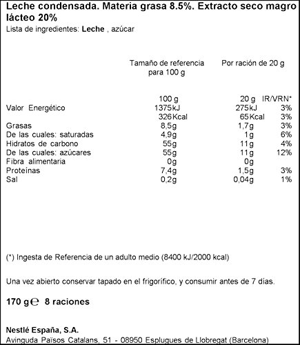 Nestlé La Lechera Leche condensada - Tubo de leche condensada - Cantidad 170 g
