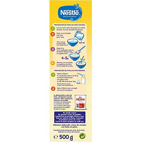 Nestlé - Multicereales con galleta María - Papilla de cereales instantánea de fácil disolución 500 gr - Pack de 3 (Total 1500 grams)