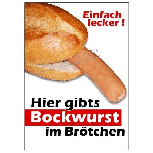 Net-Xpress® Placa Bockwurst Im Panecillos A1, Cartel de Publicidad Cartel Salchicha Snack-Bar