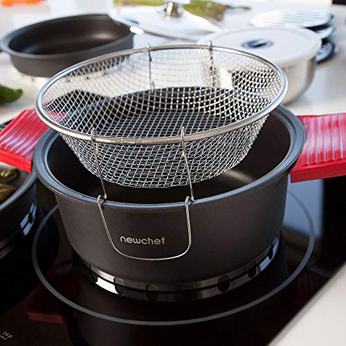 NEWCHEF Batería de Cocina de Aluminio Fundido, 27 piezas, Juego de Utensilios de Cocina Antiadherentes, con Protectores de Silicona, Apto para Cocinas de Inducción, Libre PFOA