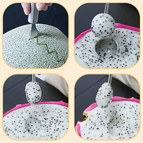 Newness 4 Piezas Carving Kit Talla de Calabaza y Cuchara para Melón, Vaciador Fruta Sacabolas de Melón, Cucharas para Fruta Vaciador de Melón