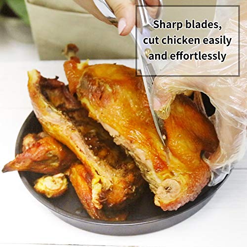 Newness Tijera Cocina, Multifunción Tijeras Acero Inoxidable para usos Manija Antideslizante Tijeras para aves de Corral, Pollo, Pescado, Carne, Verduras