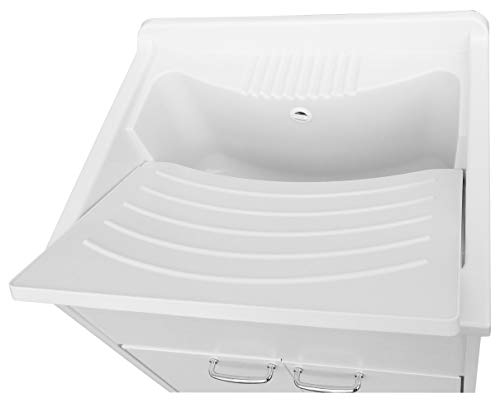 NG - Lavadero automático de resina para exterior, 60 x 50 x 85 cm, color blanco