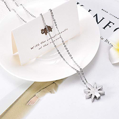 Niaofeces Caja Funeraria Acero Inoxidable Color Plata Hojas De Arce Forma Memorial Urna Cremación Colgante Collar para Mujeres Joyería De Recuerdo