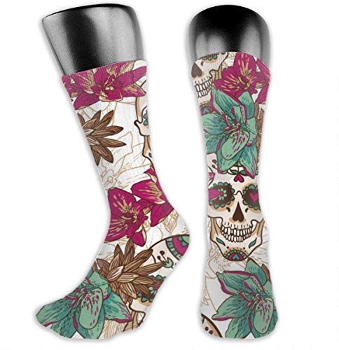 Nifdhkw Calcetines de compresión con diseño de calavera de azúcar y flores vintage para mujeres y hombres, la mejor medicina, lactancia, correr, viajes de vuelo, embarazadas
