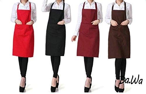 Nikgic Delantal de poliéster Babero de camarero chef profesional Delantal de cocina catering Delantal de cocina Con bolsillos, Negro, 60 * 70 cm