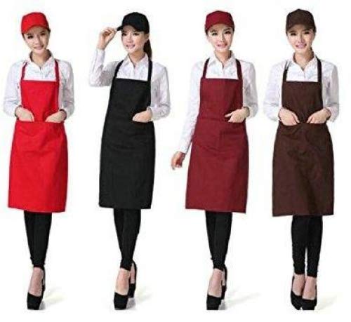 Nikgic Delantal de poliéster Babero de camarero chef profesional Delantal de cocina catering Delantal de cocina Con bolsillos, Negro, 60 * 70 cm