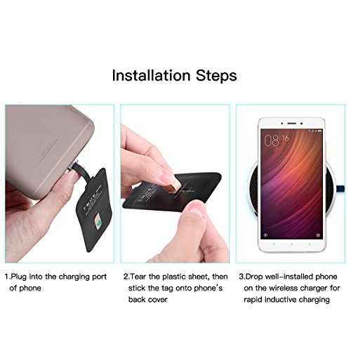 NILLKIN Receptor inalámbrico para Cargador, Magic Tag Qi Cargador inalámbrico Cargador Chip de módulo de Parche para Tableta Samsung, Huawei Mate 8 y Otro teléfono Micro USB de Lado Estrecho