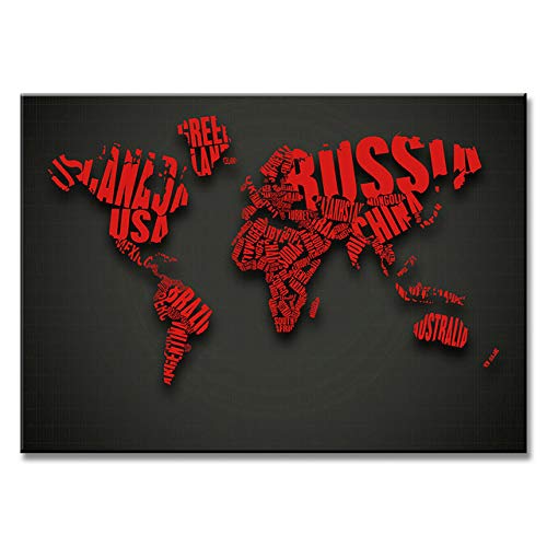 NIMCG Color Art Modern Abstract World Map Poster Color Lienzo Pintura Pared Oficina decoración Lienzo Cuadro Arte en el hogar (sin Marco) A2 40x50CM