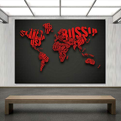 NIMCG Color Art Modern Abstract World Map Poster Color Lienzo Pintura Pared Oficina decoración Lienzo Cuadro Arte en el hogar (sin Marco) A2 40x50CM
