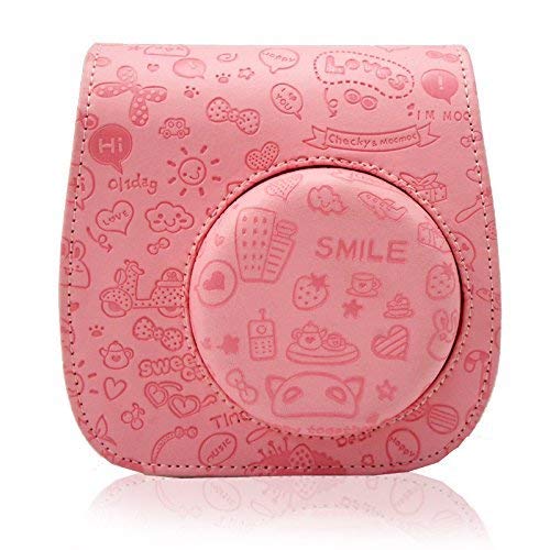 Nishow Camera Accessories for Fujifilm Instax Mini 7/8 or Mini 9 Include Camera Case/Album/Selfie Lens/Colored Filters/Wall Hang Frames/Film Frames/Border Stickers/Corner Stickers-Moc Pink …