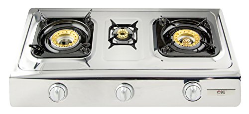 NJ NGB-300 Estufa de gas 3 quemadores Portátil Acero inoxidable Piezo Wok Camping GLP para exteriores
