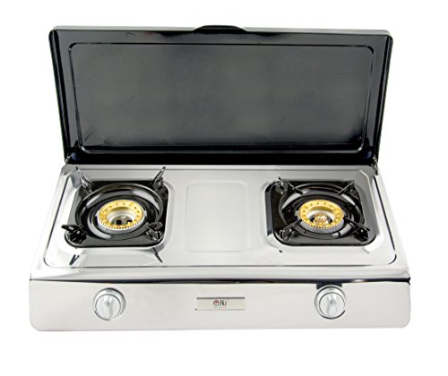 NJ NSD-2C estufa de gas 2 quemadores portátil para interiores LPG 70 cm doble anillo caravana cocina WOK 7.2kW