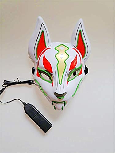 NKJBUVT Máscara De Zorro Línea De Neón Accesorios De Disfraces De Halloween Máscara Brillante Inducción Drift Máscara Controlador Flash con Música para Fiesta Cosplay (Verde) @ Verde