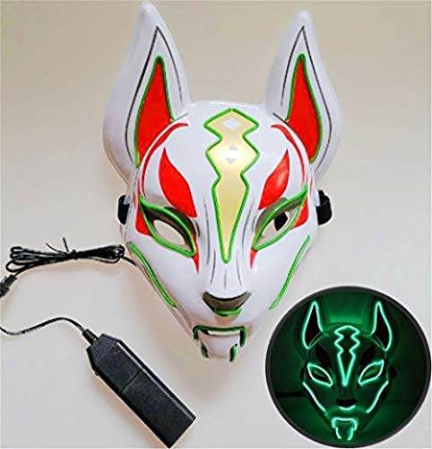 NKJBUVT Máscara De Zorro Línea De Neón Accesorios De Disfraces De Halloween Máscara Brillante Inducción Drift Máscara Controlador Flash con Música para Fiesta Cosplay (Verde) @ Verde