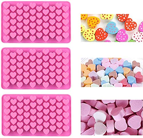 N\O 2 Piezas Molde para pastelería de Silicona, 55 de Mini Corazones, Mold Alimentos Silicona Fondant decoración para Bombones, Pastel, gelatina y Hielo Fondant Molde Cocina Hornear Herramientas