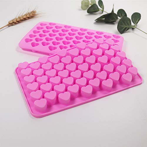 N\O 2 Piezas Molde para pastelería de Silicona, 55 de Mini Corazones, Mold Alimentos Silicona Fondant decoración para Bombones, Pastel, gelatina y Hielo Fondant Molde Cocina Hornear Herramientas