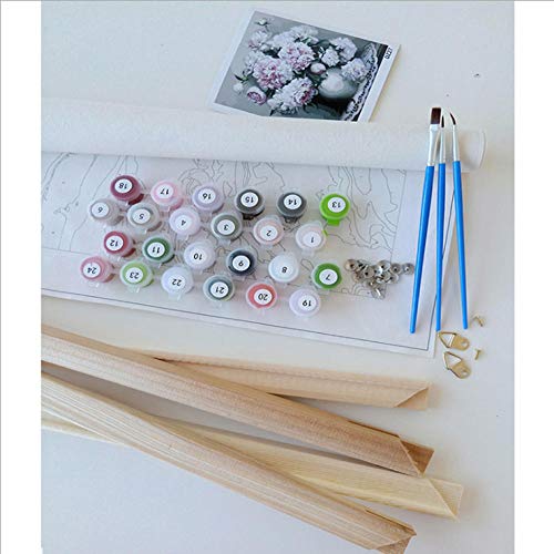 N/O Pintar por Numeros Café molido a Mano DIY Lienzo de Regalo de Pintura al óleo para Adultos niños Pintura por número Kits Decoraciones para el hogar 40x50cm con Marco
