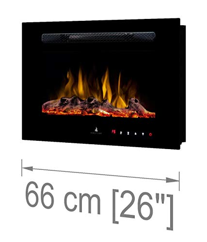 Noble Flame Paris 660 (66 cm/26 ”) - Chimenea Eléctrica Chimenea de Pared Estufa Chimenea - Montaje en Pared Mando a Distancia - 14,5 cm Profundidad - - Negro
