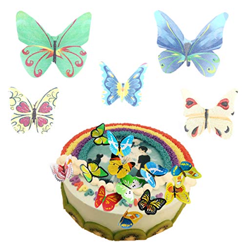nobranded 40 Piezas de Papel de Oblea Comestible Mariposa Cupcake Toppers Mariposa Cake Toppers Decoraciones para Cumpleaños Boda