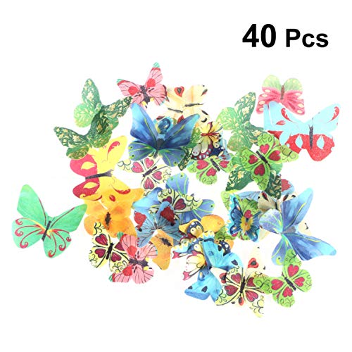 nobranded 40 Piezas de Papel de Oblea Comestible Mariposa Cupcake Toppers Mariposa Cake Toppers Decoraciones para Cumpleaños Boda