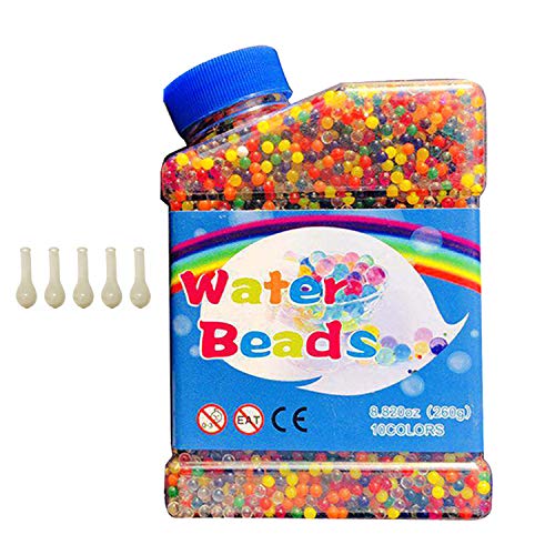 NOCHME Bolas De Gel De Agua Colores, 50000 Pcs Perlas No Tóxicas Crecen En Agua,Perla Bolitas De Cristal De Agua De Suelo De Gel para Decoración, Plantas, Flores (5 Globos Adicionales Incluidos)
