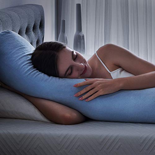 NOFFA Almohada de cuerpo entero, almohada larga de embarazo con espuma viscoelástica triturada, soporte para espalda, caderas, piernas, vientre (200 x 20 x 20 cm)