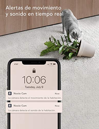 Nooie Vigilabebés, cámara de vigilancia IP inalámbrica WiFi Interior 1080P con micrófono y Altavoz, visión Nocturna, detección de Movimiento, Seguridad para Mascotas, Funciona con Alexa