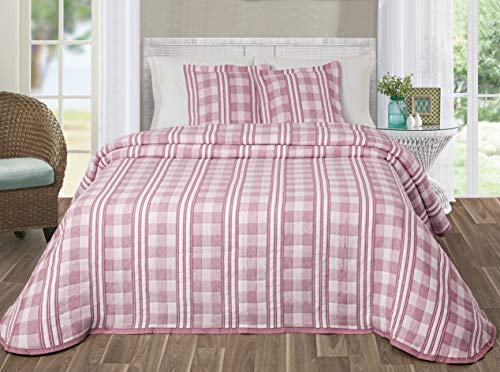 NORA HOME Colcha Piqué Duo Cuadros de Jacquard. Todas Las Medidas (Rojo, 235x260 (Cama 135))