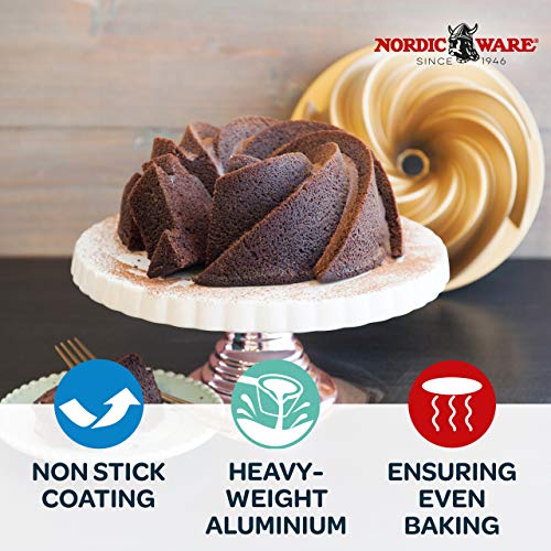 Nordic Ware Platinum Collection Heritage - Molde para bizcocho, aluminio, dorado, talla única