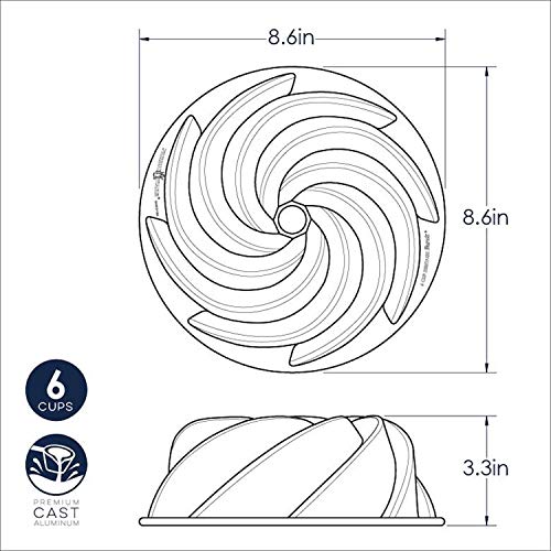 Nordicware Heritage Bundt 80637 - Molde para repostería de aluminio, capacidad para 2 litros