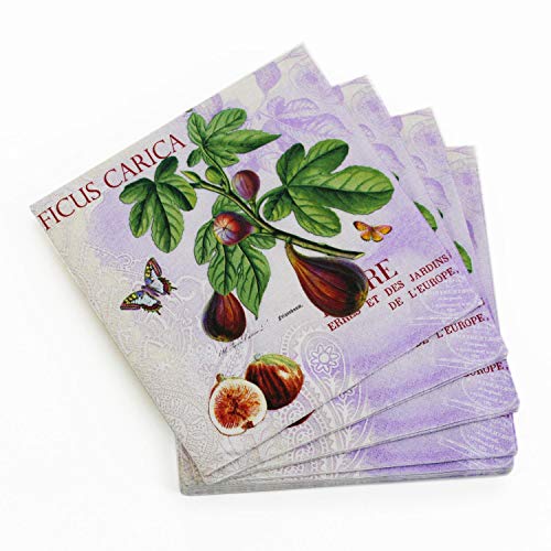 Nouveau Ficus Carica - Servilletas de Papel, Multicolor, 33 x 33 cm