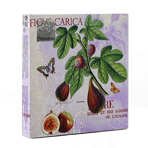 Nouveau Ficus Carica - Servilletas de Papel, Multicolor, 33 x 33 cm