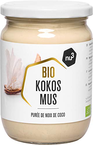 nu3 Crema de coco lista para untar - 450g de puré de coco en tarro de vidrio - 100% orgánico con cocos de Sri Lanka - Cultivo y agricultura ecológica y responsable - Bajo contenido de azúcar