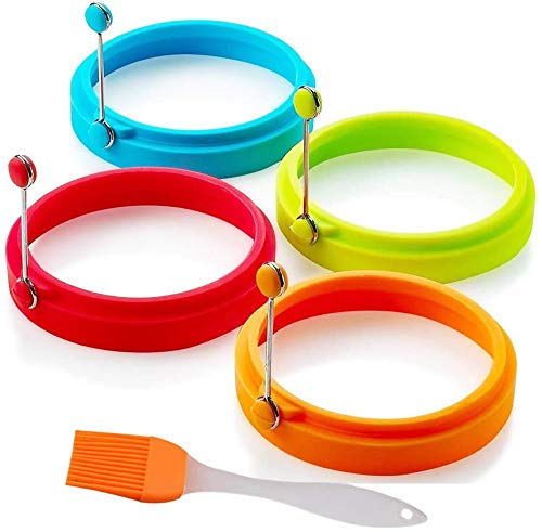 Nuevo anillo de huevo, anillos de silicona huevo antiadherente, anillos de cocina de huevo, molde de huevo frito perfecto o anillos de panqueque (4pcs)