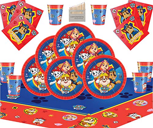 Nuevos artículos para la Fiesta de la Patrulla Canina Cumpleaños de los niños Decoraciones de la Fiesta de la Patrulla Canina para 16 Invitados - Marco de Fotos Gratis