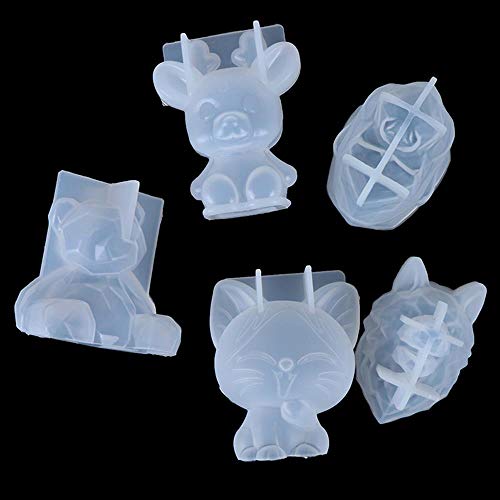 NUIOP Molde de Silicona 3D DIY geometría estéreo Oso Ciervo Gato Tigre orangután Molde Animal Molde decoración Adorno Molde Torta Herramienta (Color : Pink)