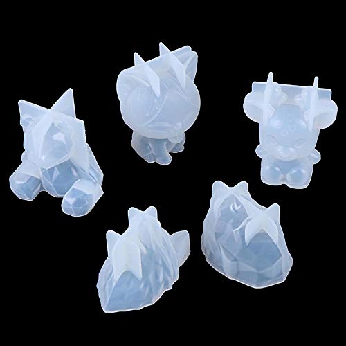 NUIOP Molde de Silicona 3D DIY geometría estéreo Oso Ciervo Gato Tigre orangután Molde Animal Molde decoración Adorno Molde Torta Herramienta (Color : Pink)