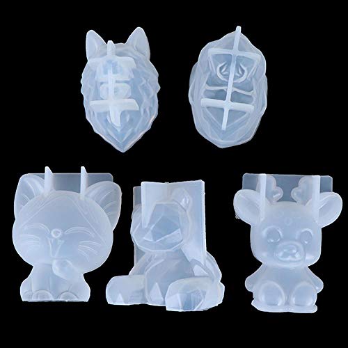 NUIOP Molde de Silicona 3D DIY geometría estéreo Oso Ciervo Gato Tigre orangután Molde Animal Molde decoración Adorno Molde Torta Herramienta (Color : Pink)