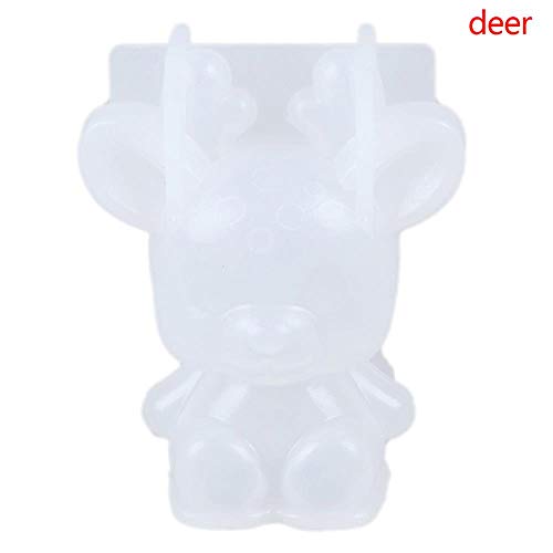 NUIOP Molde de Silicona 3D DIY geometría estéreo Oso Ciervo Gato Tigre orangután Molde Animal Molde decoración Adorno Molde Torta Herramienta (Color : Pink)