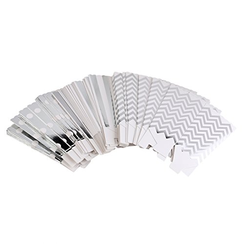 NUOLUX 50pcs Cajas de Palomitas de maíz Amarillo diseño Trio Mini Scalloped Bordado de cartón Partido Caramelo contenedor envases Cajas (Plata)