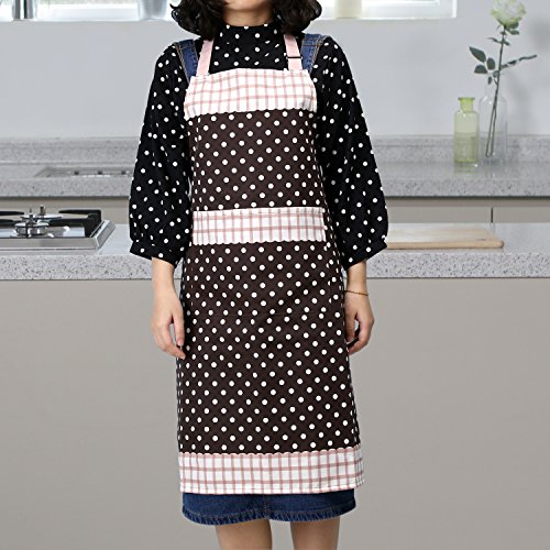 Nuovoware Delantales de Cocinero - [ 2 PZS ] Unisexo Chef Restaurante Kitchen Apron Con Adjustable Correa Del Cuello & Bolsillo, Cocinar, Hornear & Domésticos/Lavable A Máquina, Café & Puntos Blancos