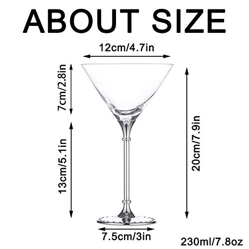 Nuptio Exquisitas Copas de Cóctel Martini Margarita Juego de 2 - Policarbonato, 7.8 Onzas, Copas de Vino para Cóctel Martini Margarita, Copas de Cóctel Martini para Centros de Mesa Fiestas Bar