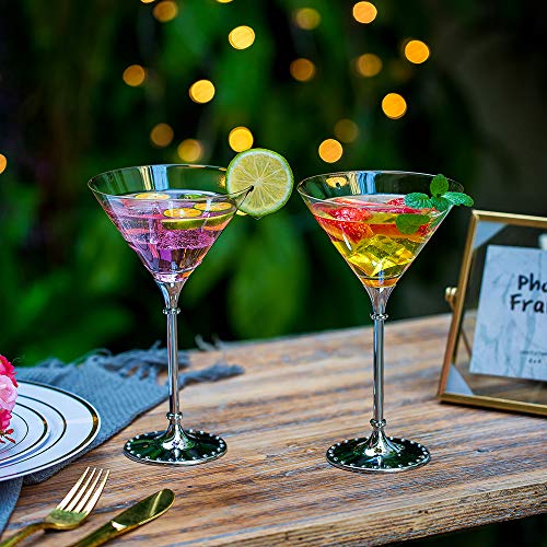 Nuptio Exquisitas Copas de Cóctel Martini Margarita Juego de 2 - Policarbonato, 7.8 Onzas, Copas de Vino para Cóctel Martini Margarita, Copas de Cóctel Martini para Centros de Mesa Fiestas Bar