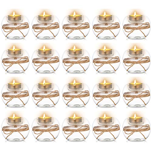 Nuptio Portavelas Tealight de Vidrio Transparente de 18 Piezas, 2 Tipos de Uso Portavelas Votivo, Decoración de Mesa Regalo Ideal para Bodas, Fiestas, Eventos (18 Piezas + 2 Piezas)