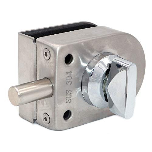 NUZAMAS 304 - Juego de 2 cerraduras de puerta de cristal de acero inoxidable 304, cerradura de suelo, cerradura de suelo para baño, inodoro, tienda, puertas de cristal sin marco, medio redondo